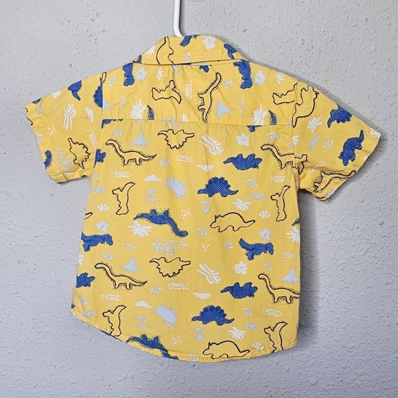 Wonder Nation‎ Shirt Toddler Baby Boy 18M Yellow Blue Dinosaur Button Down Shirt - Picture 4 of 7